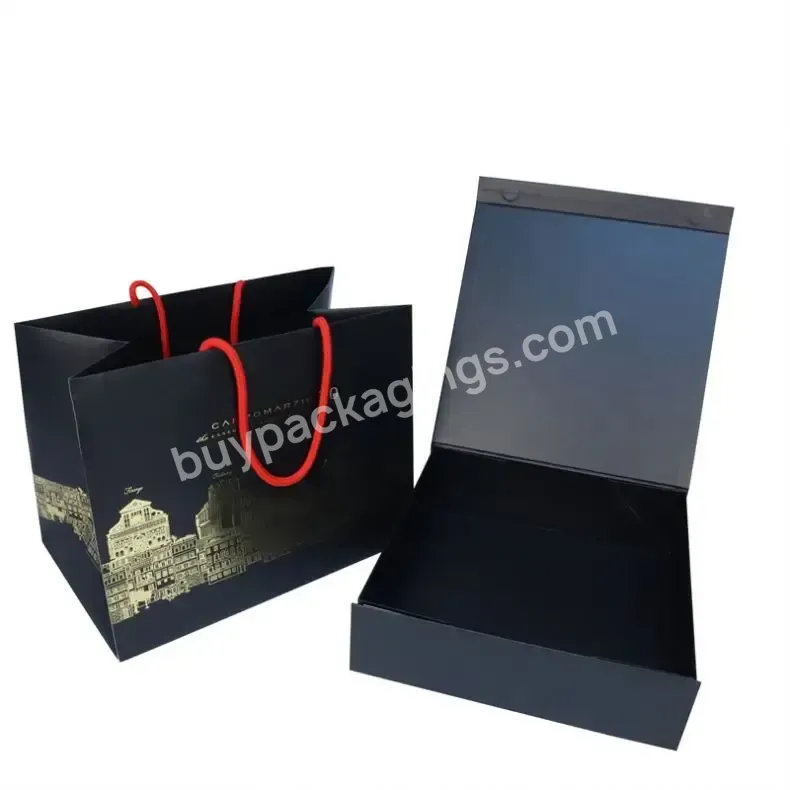 Factory Black Magnet Folding Boxes Exquisite Storage Birthday Wedding Gift Box Bow Packaging Box