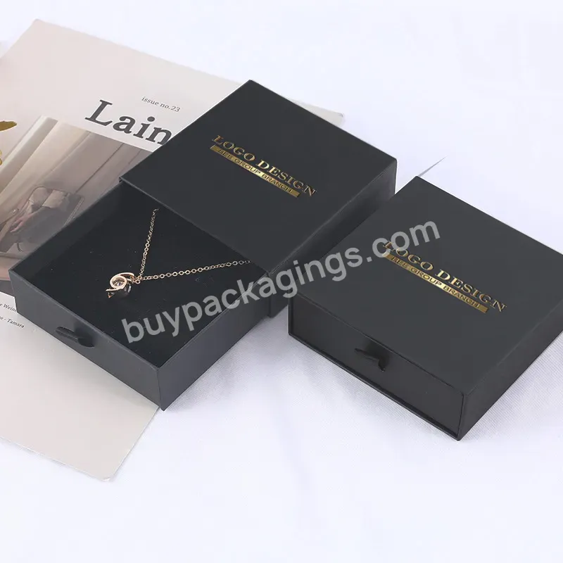 Factory Custom Jewellery Boxes With Small Plastic Box Black Paper Cardboard Jewelry Gift Box