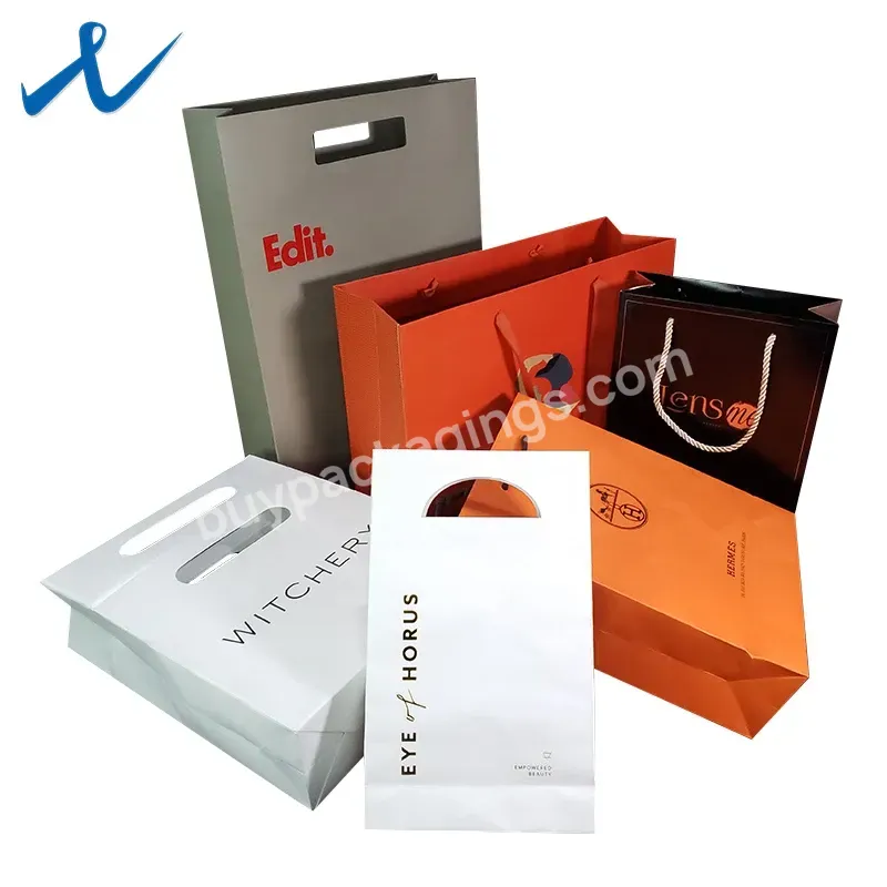 Factory Customized Cardboard Paper Bag Packaging Ribbon Portable Foldable Reusable Shopping Gift Paper Bag
