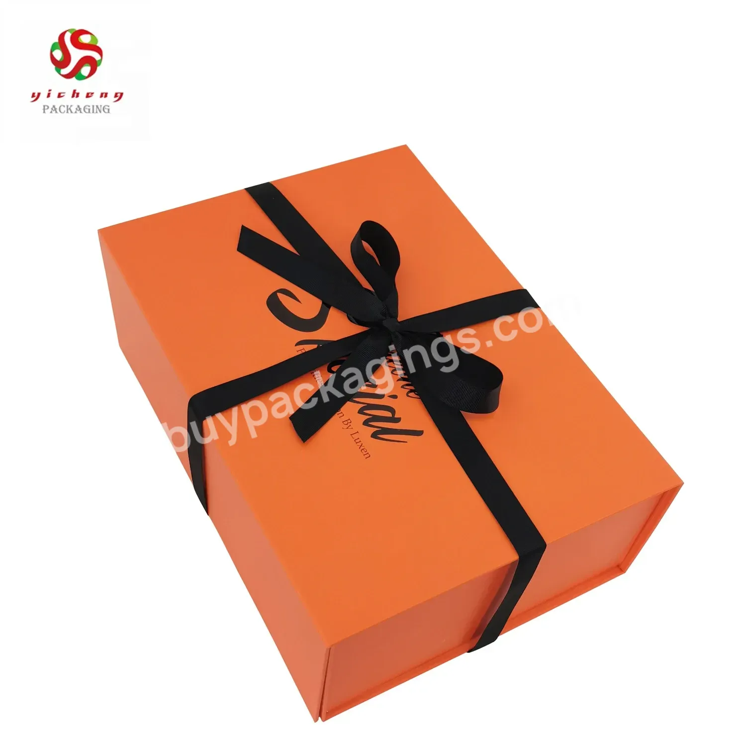 Factory Free Sample Custom Design Printing Orange Foldable Magnetic Paper Box