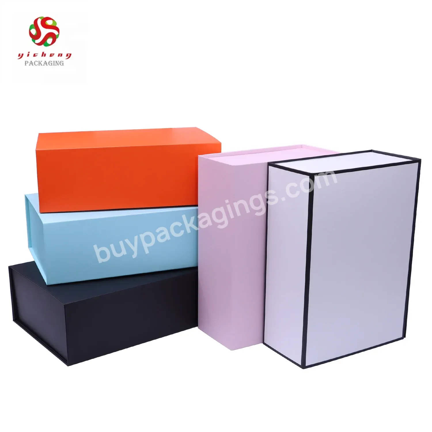 Factory Free Sample Custom Design Printing Orange Foldable Magnetic Paper Box