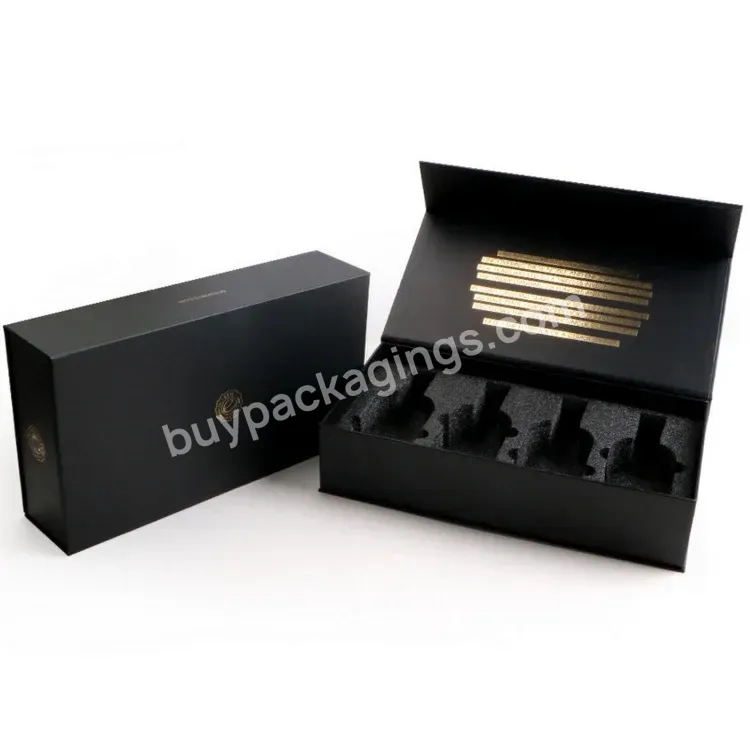 Factory Personalized Black Cardboard Magnetic Makeup Packing Cosmetic Jar Packaging Box Custom Logo