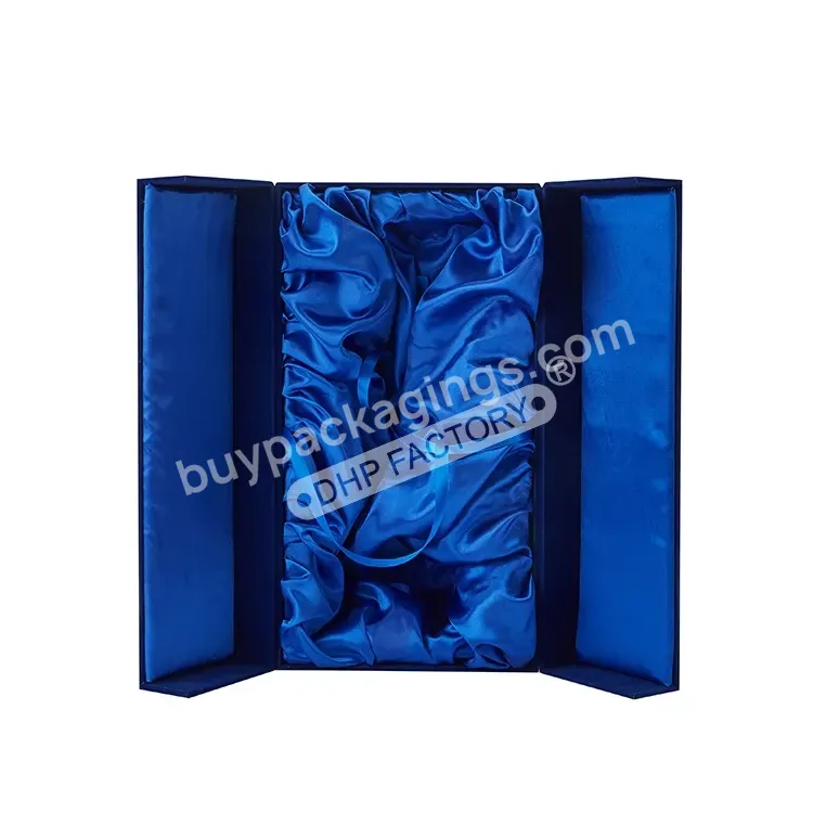 Factory Special Design Rigid Cardboard Satin Insert Whisky Red Wine Bottle Packaging Customized Velvet Gift Box
