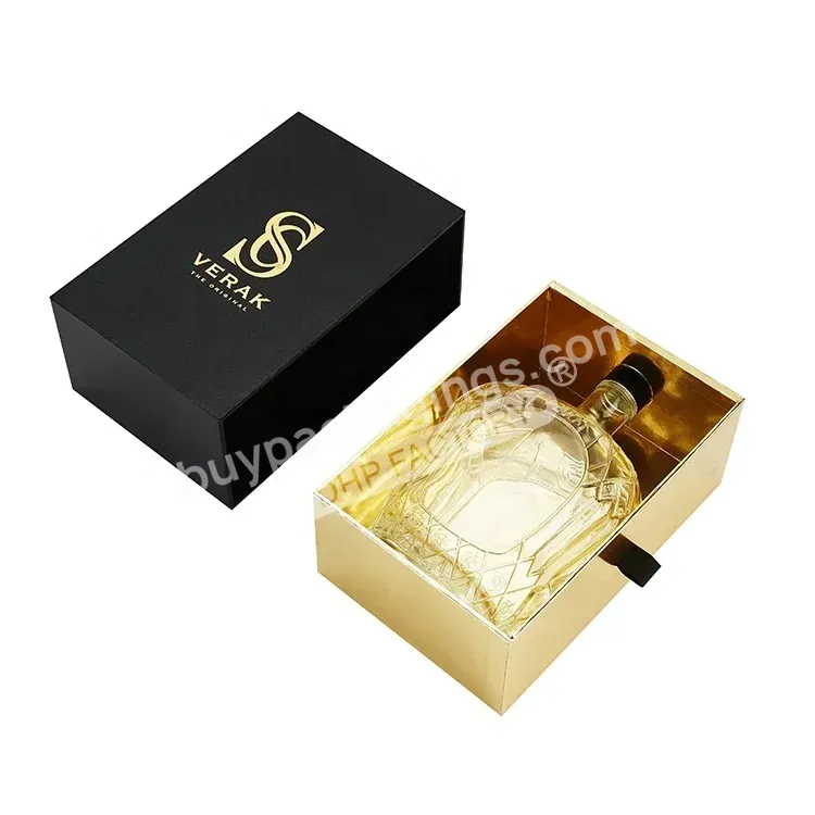 Flexible Manufacturer Custom Fancy Paper Rigid Cardboard Luxury Slide Drawer Brandy Packaging Whisky Wine Champagne Gift Box