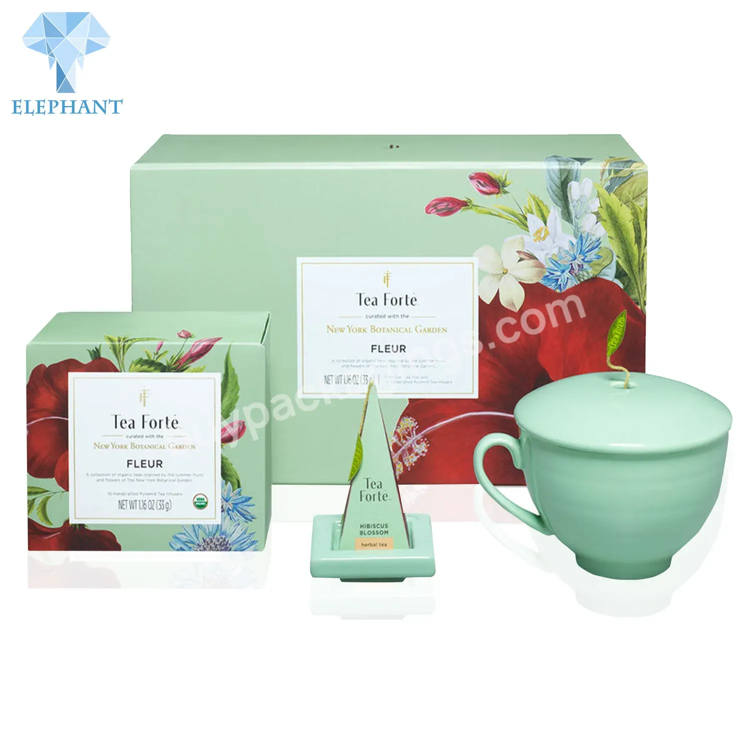 Floral Tea Pot Tea Cup Saucer Set For One People With Color Gift Box Packing