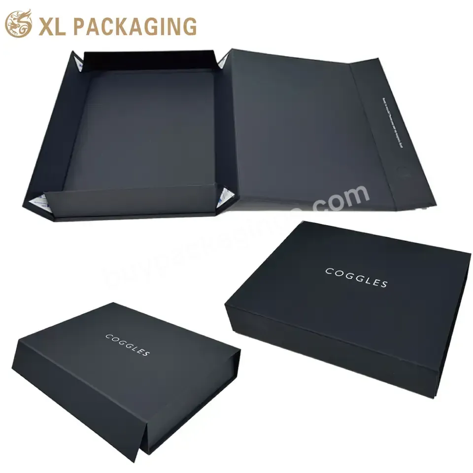 Foldable Black Paper Box Custom Luxury Matt Black Clothing Folding Box Magnetic Gift Box Shoes Packaging Flat Ship