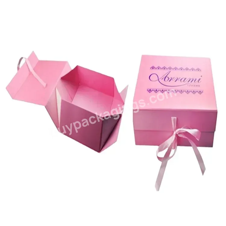 Foldable Flat Flip Lid Cover Book Shape Clothing Rigid Paper Box For Dress Quinceanera Gift Packaging Boxes With Ribbon