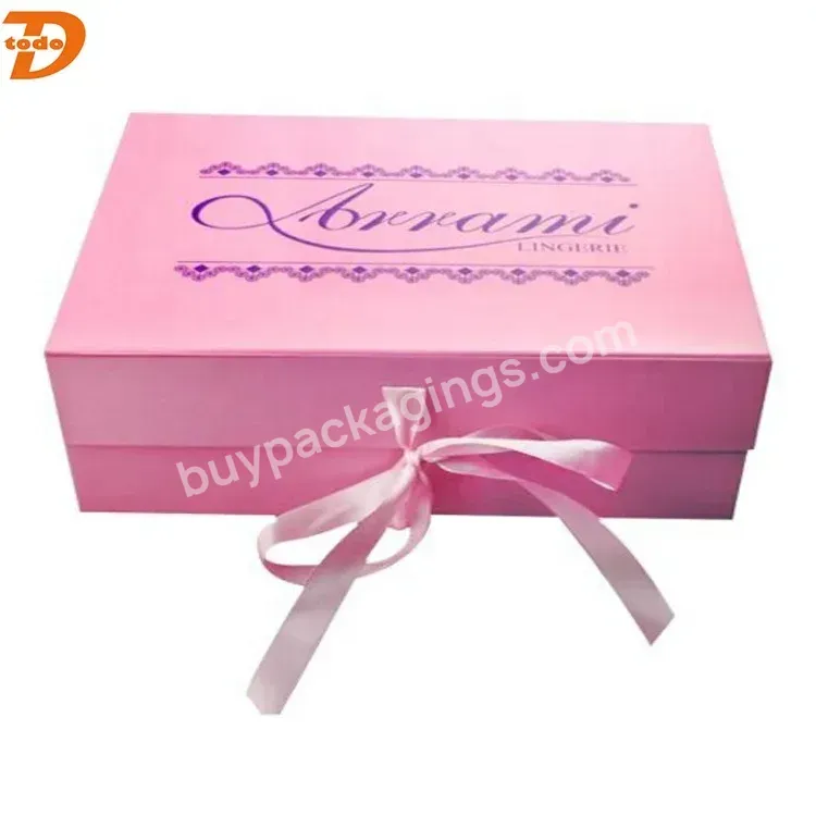 Foldable Flat Flip Lid Cover Book Shape Clothing Rigid Paper Box For Dress Quinceanera Gift Packaging Boxes With Ribbon