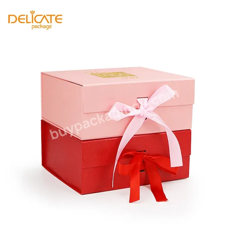 Folding Box Carton Folded Piece Ribbon Wedding Magnetic Modern Novel Design Cardboard Boxes Shoe Gift Folding Box