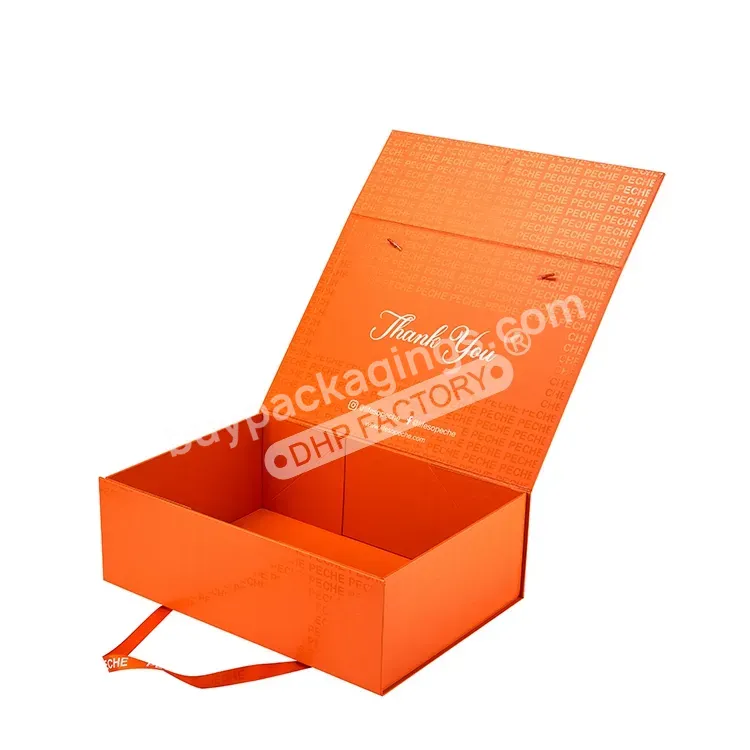 Folding Rigid Cardboard Paper Box Luxury Collapsible Magnetic Foldable Gift Boxes With Ribbon Handle