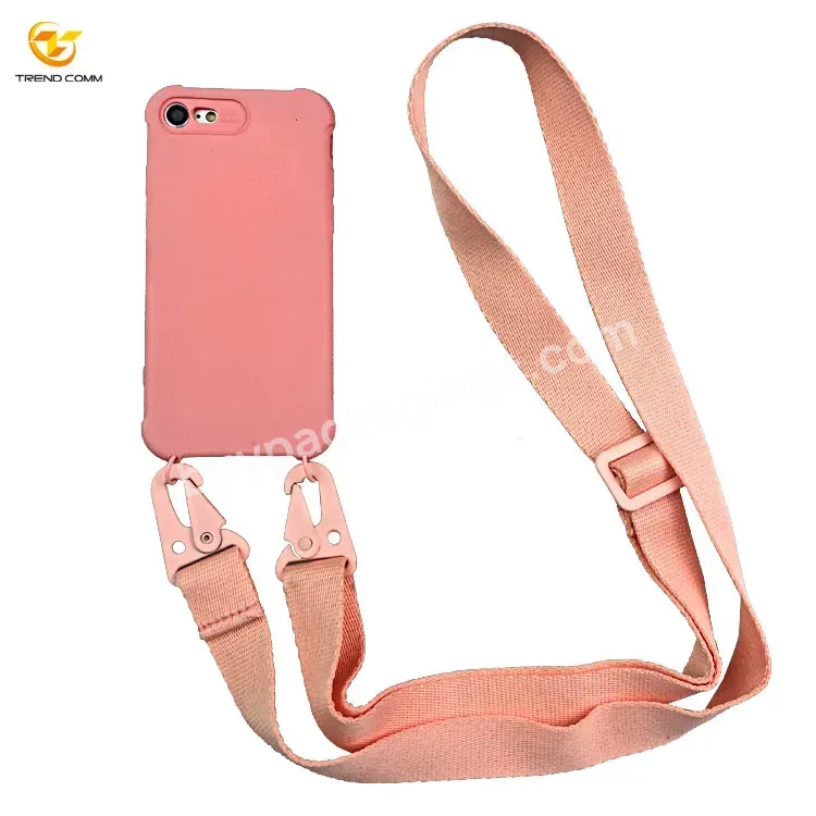 For Iphone 7/8 Tpu Pink Strap Mobile Crossbody Necklace Phone Case