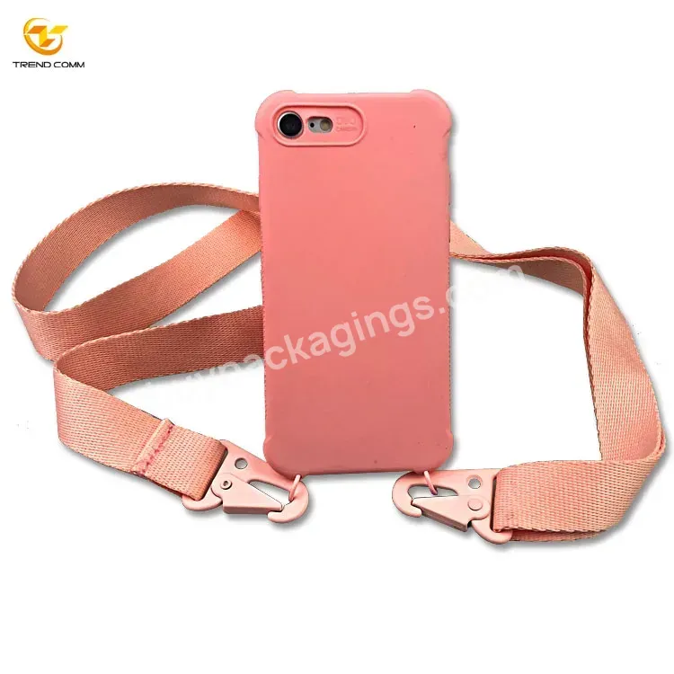 For Iphone 7/8 Tpu Pink Strap Mobile Crossbody Necklace Phone Case