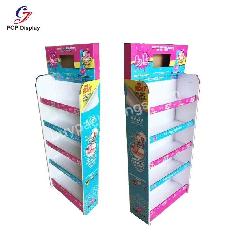 Foshan Factory Floor Pop Up Cardboard Toys Display Stand Folding Corrugated Shelve Paper Floor Standing With Lcd Video Screen