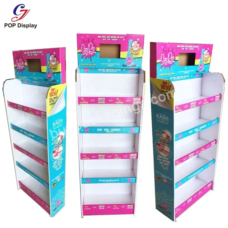 Foshan Factory Floor Pop Up Cardboard Toys Display Stand Folding Corrugated Shelve Paper Floor Standing With Lcd Video Screen