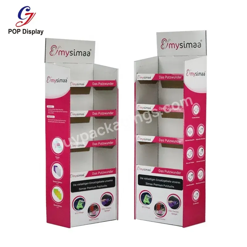 Friendly Material Customized Size Cardboard Free Floor Standing Unit 4 Shelf Display Stand Paper Rack Tower Supermarket Gondola - Buy Display Stand,Display Stand Cardboard,Display Shelf Tower.