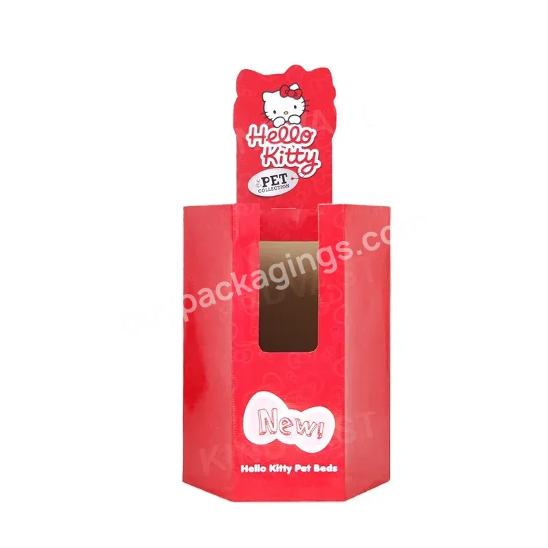 Front Blank Display Paper Display For Pet Beds Cardboard Floor Stand Displays With Hello Kitty Style For Pet Collection