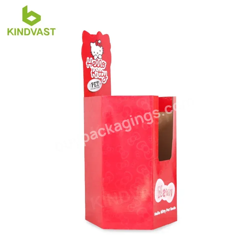 Front Blank Display Paper Display For Pet Beds Cardboard Floor Stand Displays With Hello Kitty Style For Pet Collection