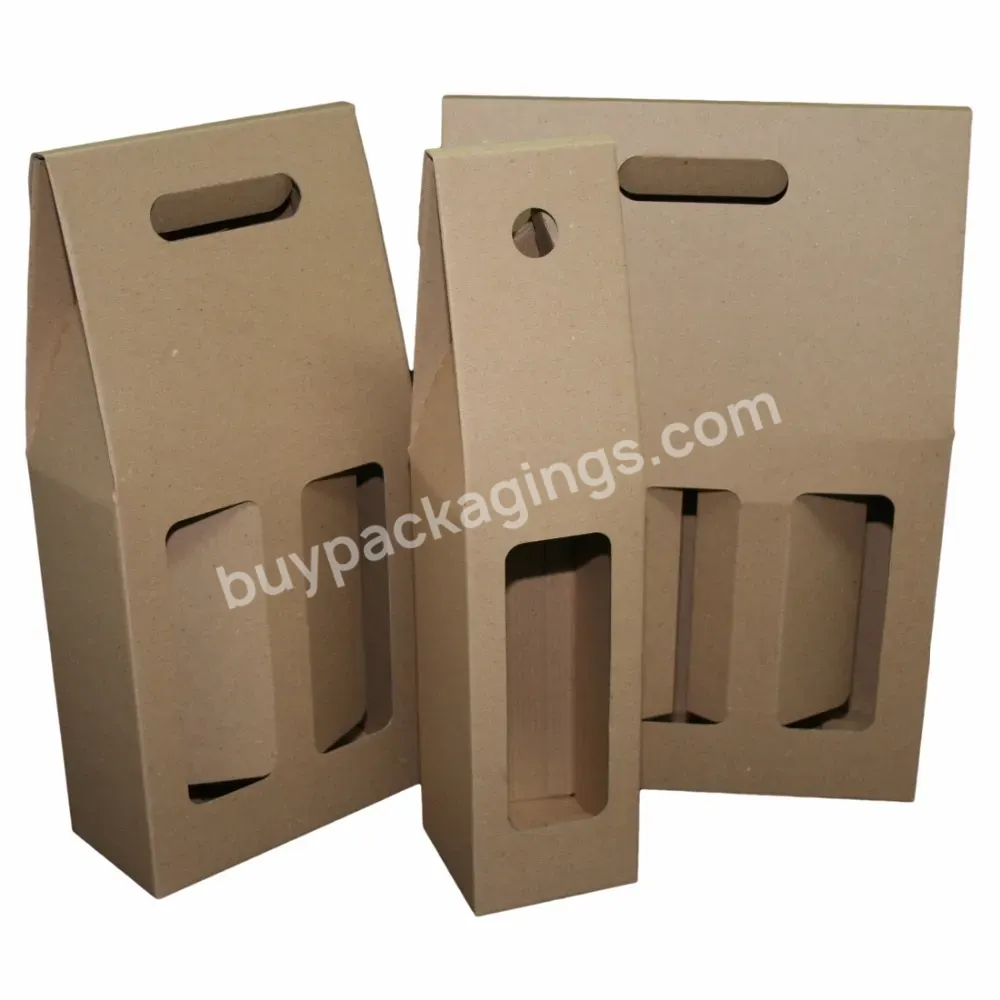 Full Color Custom 6 Pack Wine Carrier Corrugated Cardboard Wine Bottle Carrier