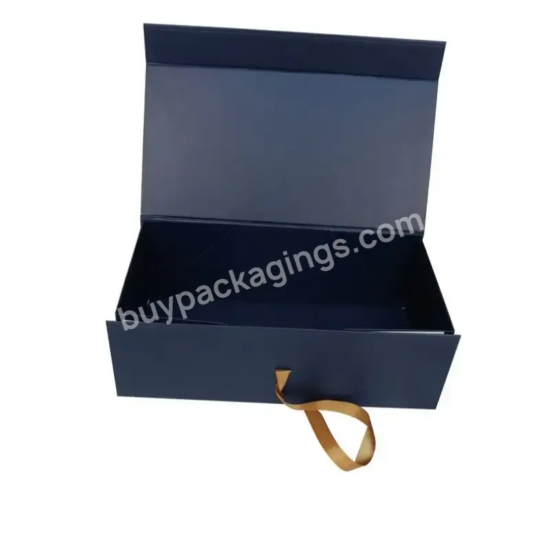 Gift Packaging Paper Box With Changeable Ribbon And Magnetic Closure Folding Big Gift Boxes Set Paper Card Box