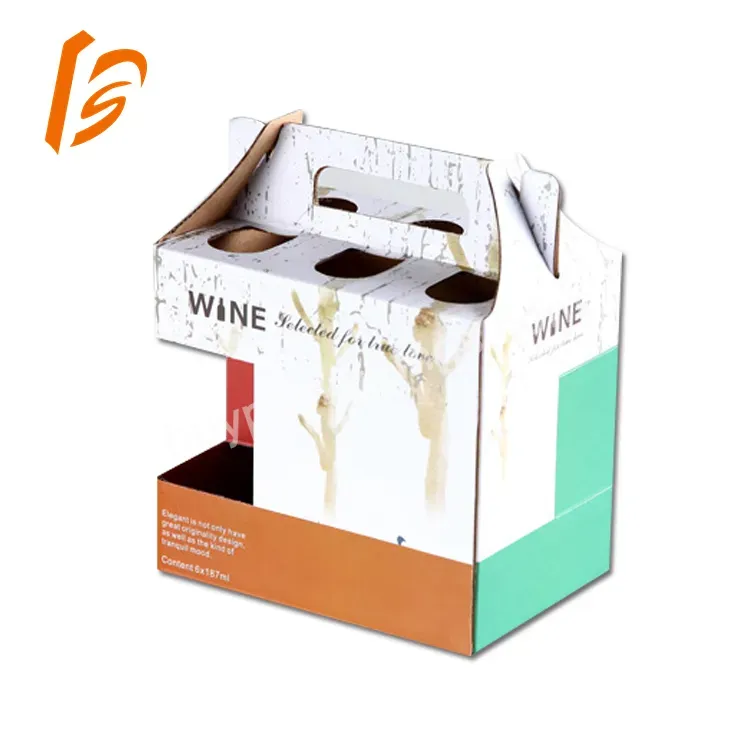 Gift Paper Packaging Gable Box With Handle For Wine