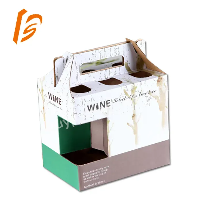 Gift Paper Packaging Gable Box With Handle For Wine