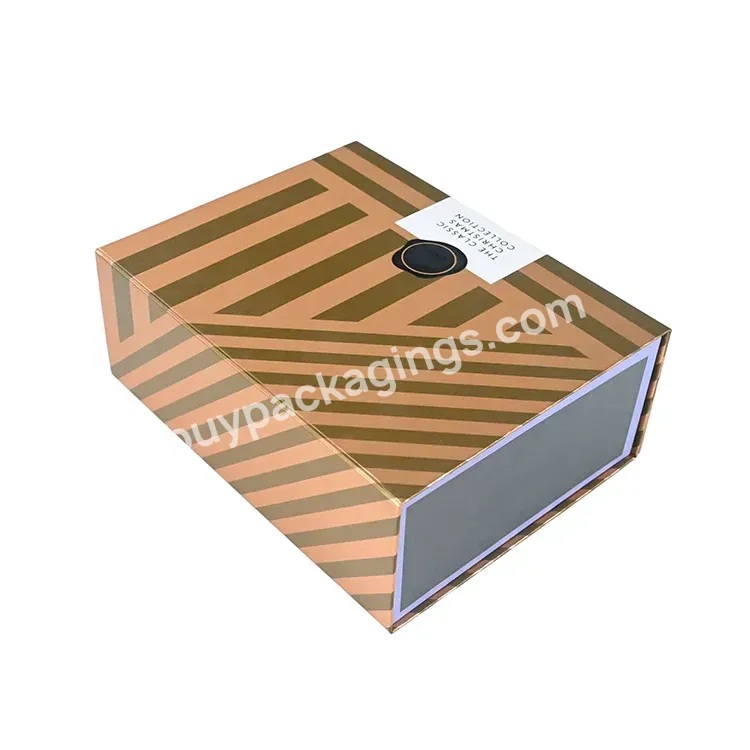 Gold Foil Stamping Logo Luxury Big Collapsible Gif Box Custom Flap Magnetic Folding Box For Apparel