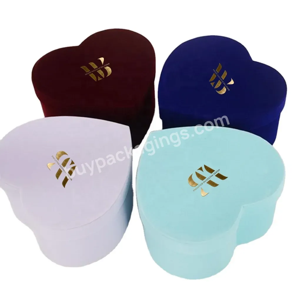 Graceful Heavy Duty Reusable Big Capacity Flat Heart Shaped Packaging Gift Box With Your Logo Printed With Velvet Insert