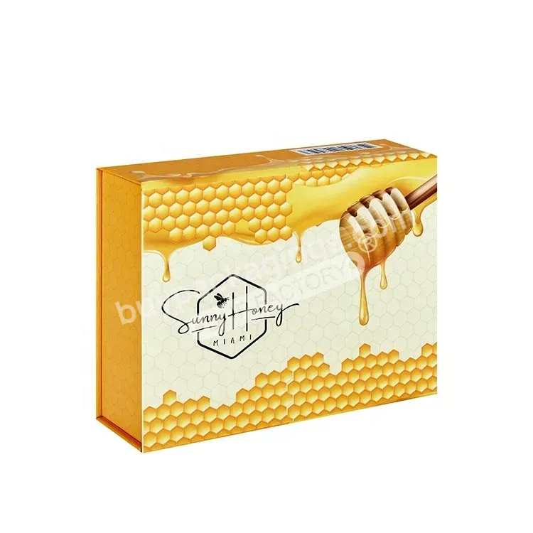 High Quality Custom Soy Printing Ink Recyclable Rigid Cardboard Magnetic Flip Closure Honey Jar Bottle Folding Packaging Boxes