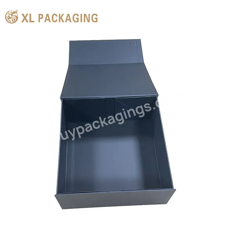High Quality Luxury Black Custom Logo Packaging Boxes Magnet Foldable Paper Box For Clothing