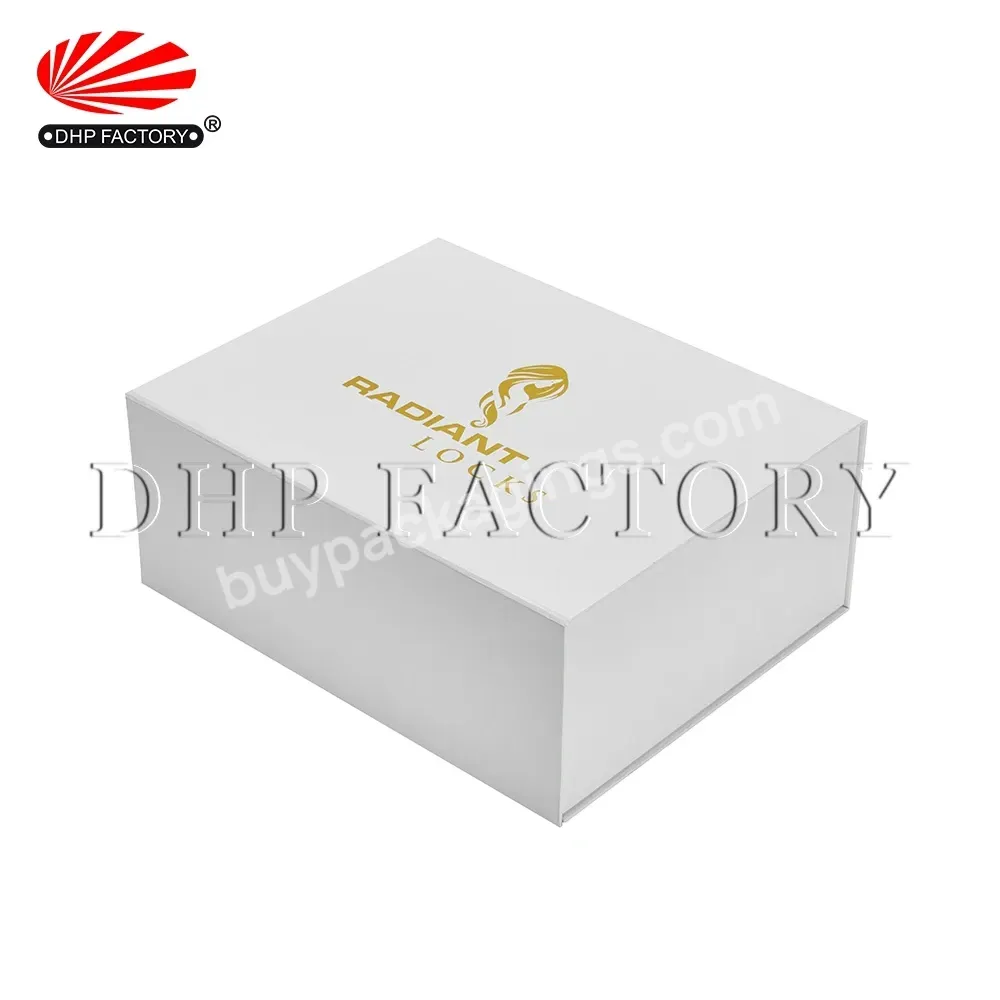 High Quality Luxury Custom Gold Foil Stamping Logo Satin Fabric Insert Rigid Cardboard Magnetic Closure Box Packaging For Hair