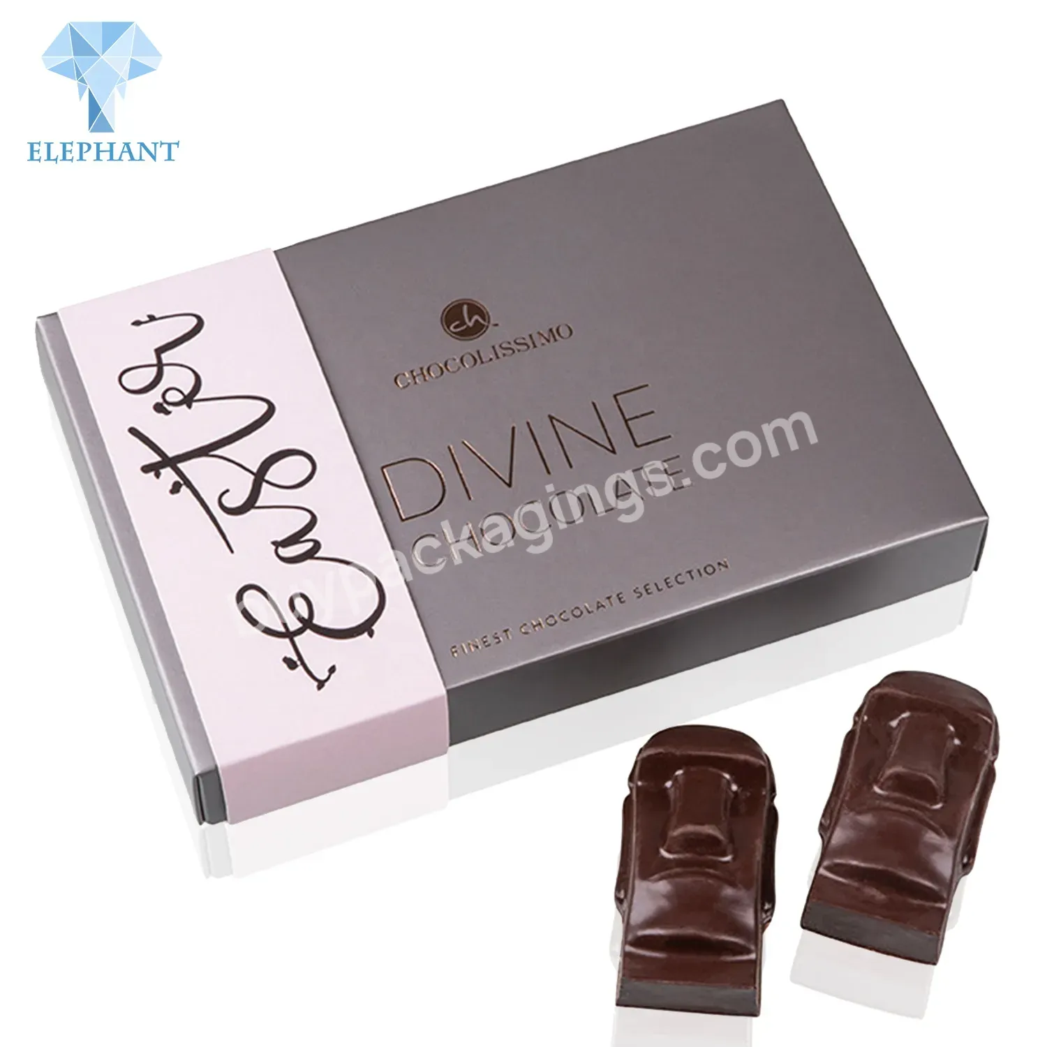 High Quality Small Bonbon Sweet Silver Chocolate Gift Box Packaging For Wedding Box With Plastic Cover