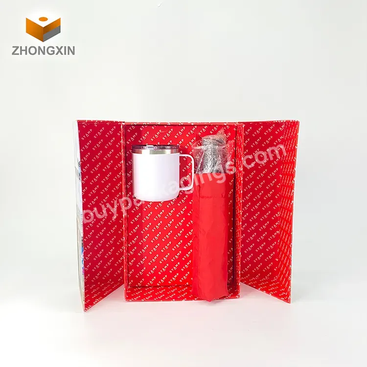 Hot Sale Luxury Custom Design Tea Cup Gift Box Red Flip Paper Package Luxury Corrugated Packing Box For Vacuum Cup