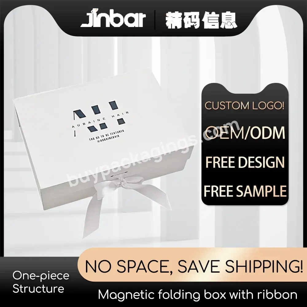 Jinbar 25*25*11cm White Medium Size Custom Brand Logo Clothing Folding Pattern Magnetic Gift Paper Box For Garments