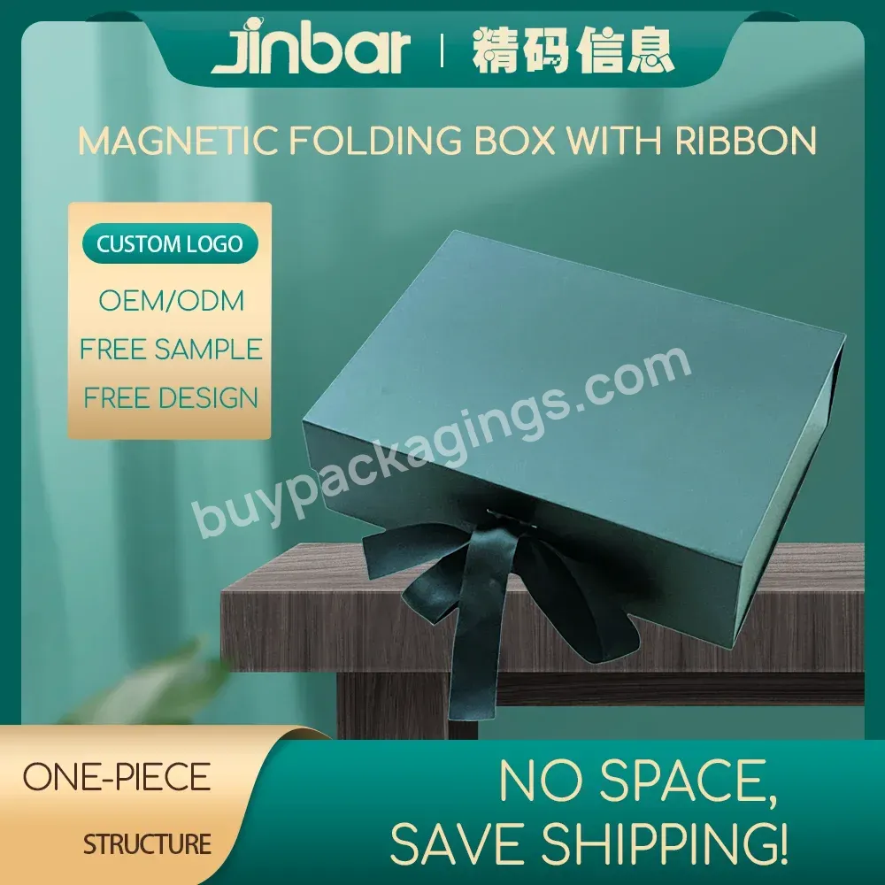 Jinbar China Supplier Baby Suitcase Gift Box Green Art Paper Box For Baby Gift Magnetic Hotel Chocolates Gift Box With Silk