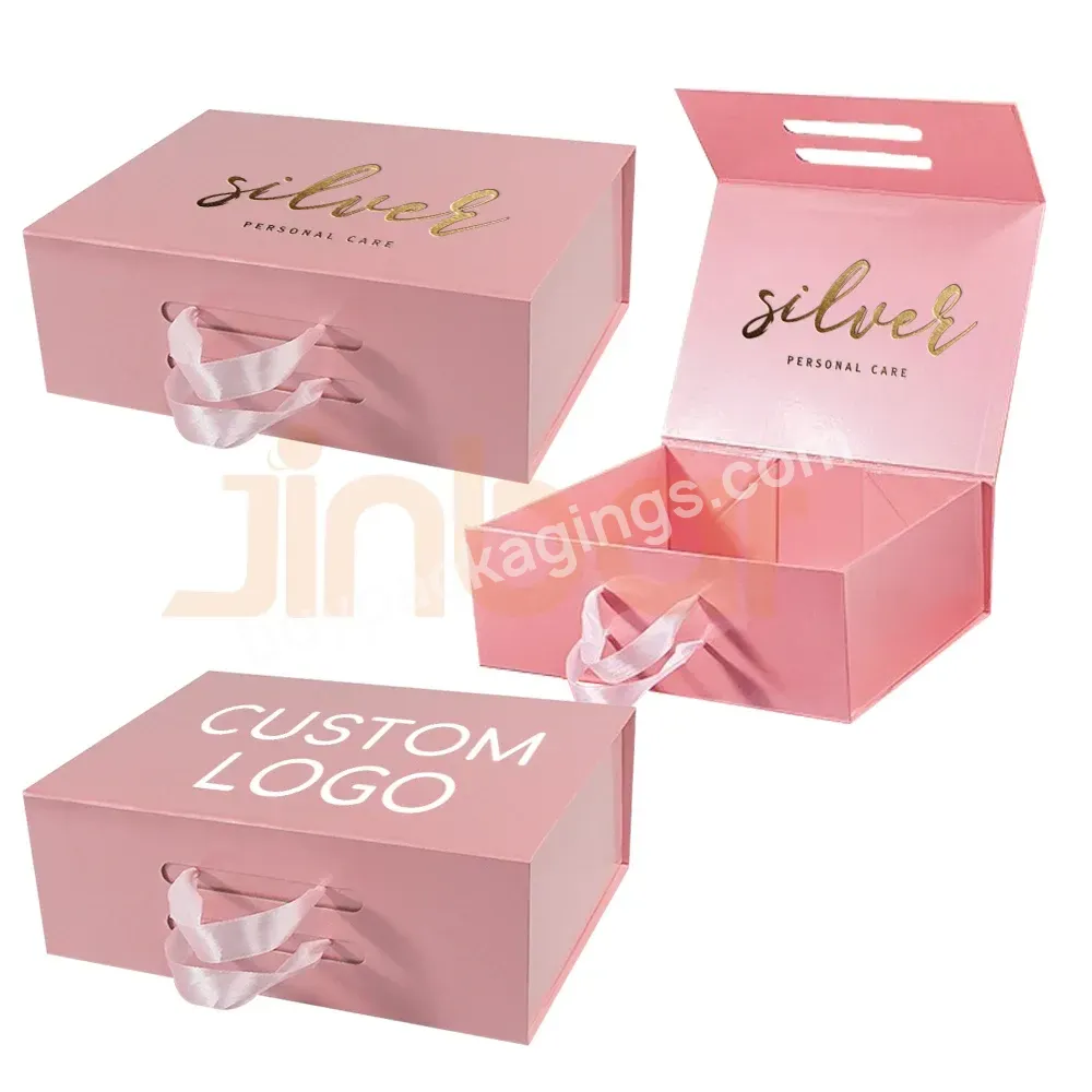 Jinbar Production Bespoke Suppliers Pink Jewellery Box Photo Magnetic Box For Clothing Pearl Handle Shipping Boxes