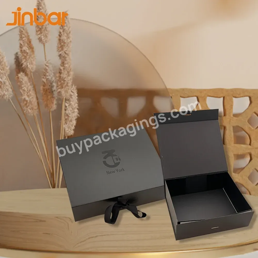 Jinbar Your Personalized Offer Black Linen Candle Bundle Hair Extension Packaging Collapsible Gift Boxes For Hair Men Small