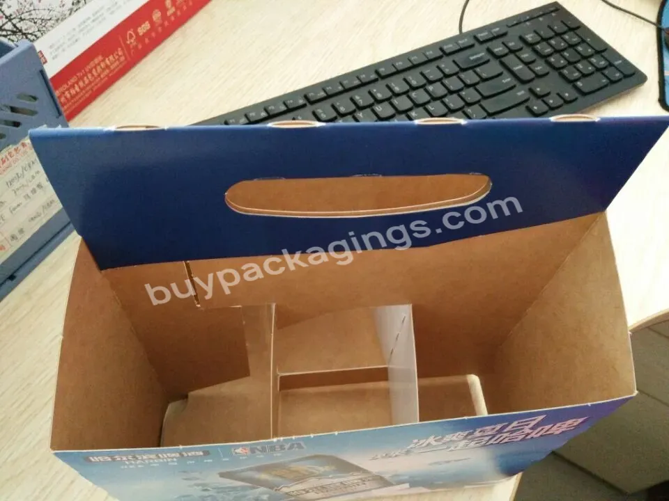 Kraft Paper Beer Pack/beverage/juice/beer Delivery Use,Custom Logo Printing Kraft Paper Packaging Box With Handle