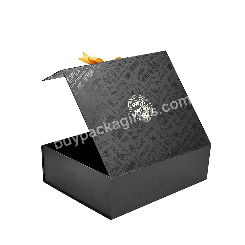 Luxury Black Matte Magnetic Closure Hair Extension Box Packaging Foldable Caja De Producto De Lujos With Ribbon