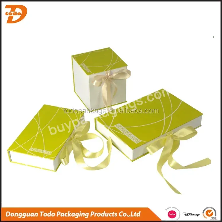 Luxury Clothing Packaging Rigid Folding Paper Gift Box With Silk Ribbon