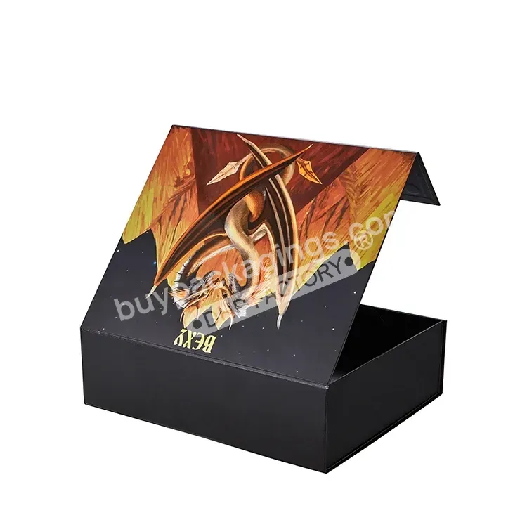 Luxury Custom Logo Black Book Shaped Magnetic Closure Flip Top Rigid Paper Box Packaging For Magnetic Paper Foldable Gift Box