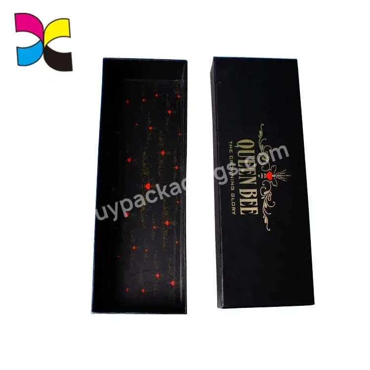 Luxury Custom Logo Printing Golden Hot Stamping Black Cardboard Box For Gift Packing