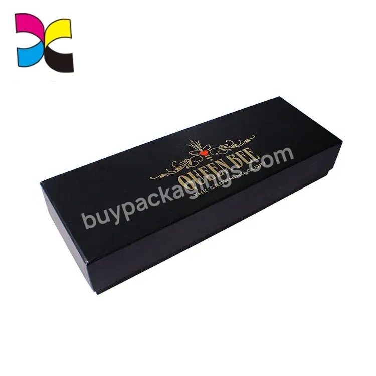 Luxury Custom Logo Printing Golden Hot Stamping Black Cardboard Box For Gift Packing