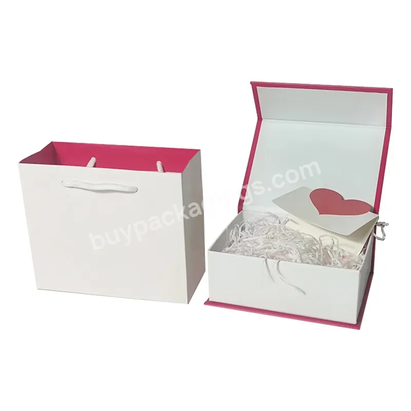 Luxury Custom Logo White Pink Color Cardboard Closure Storage Rigid Lid Foldable Gift Magnet Magnetic Box