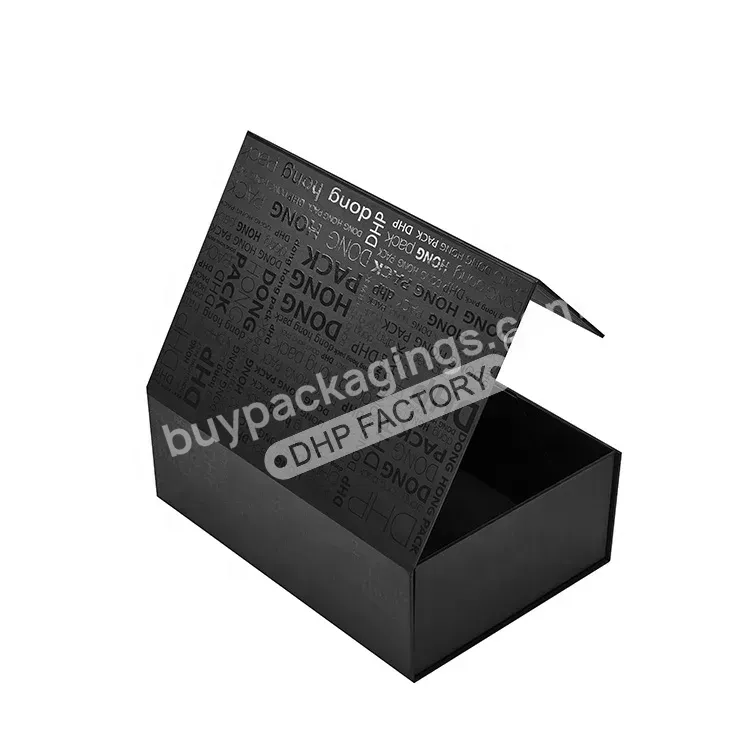 Luxury Custom Matte Black Glossy Spot Uv Logo Design Rigid Cardboard Magnetic Closure Clothing Packaging Folding Paper Boxes