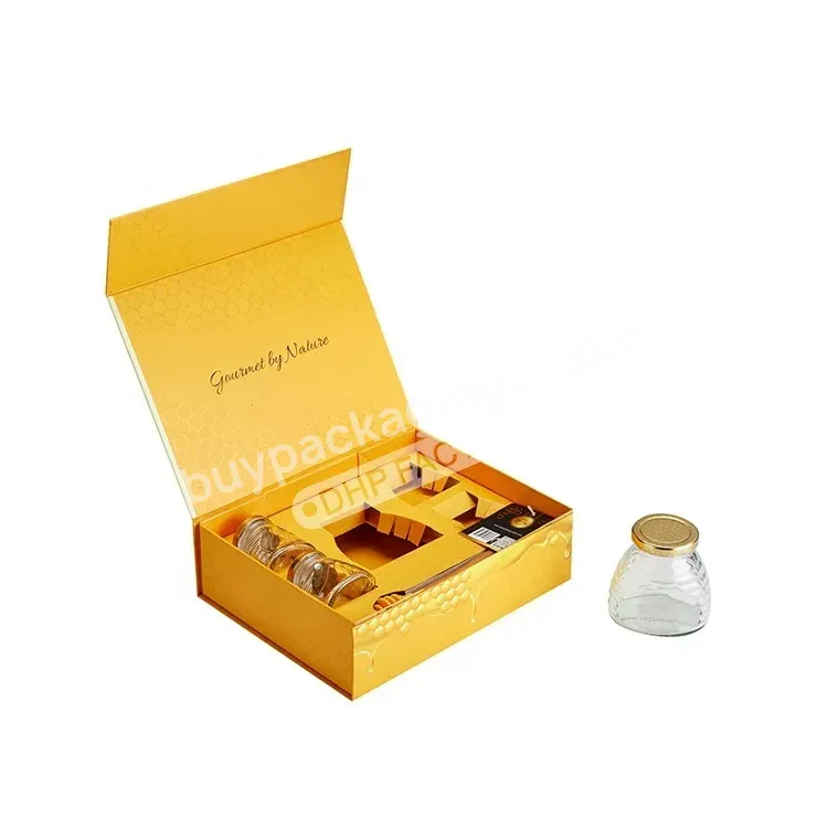 Luxury Custom Uv Coating Folding Storage Magnetic Closure Rigid Cardboard Packaging Honey Jar Gift Boxes With Paper Card Insert