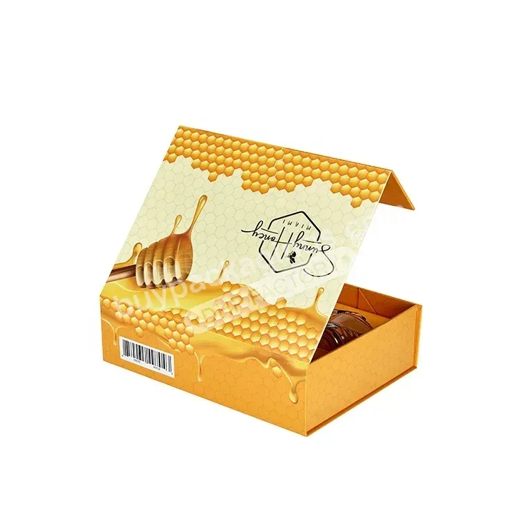 Luxury Custom Uv Coating Folding Storage Magnetic Closure Rigid Cardboard Packaging Honey Jar Gift Boxes With Paper Card Insert
