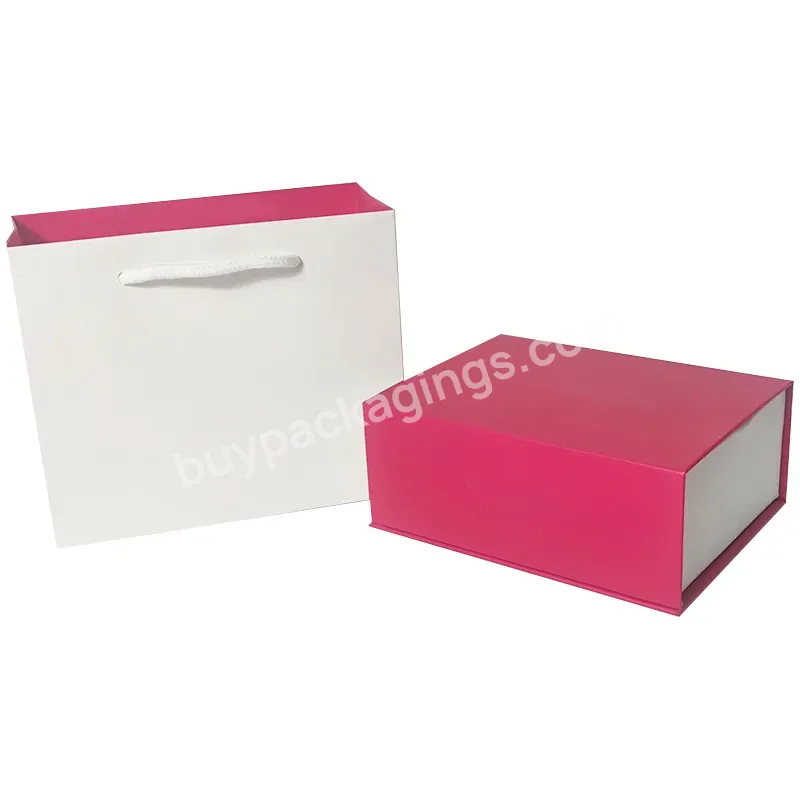 Luxury Customizable White Pink Color Storage Rigid Sustainable Glossy Rectangle Gift Magnet Magnetic Boxes For Packaging