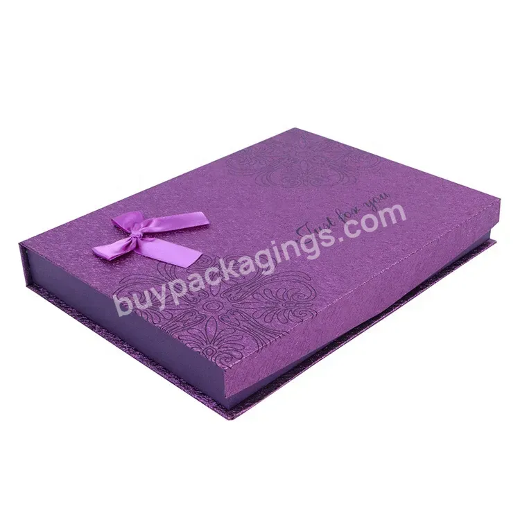 Luxury Customized Large Magnetically- Sealed Purple Cardboard Magnetic Boxes For Gift Packaging