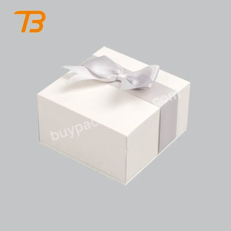 Luxury Different Size Empty Small White Plain Cardboard Jewelry Gift Box With Knot