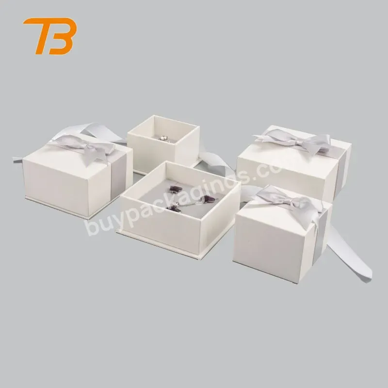 Luxury Different Size Empty Small White Plain Cardboard Jewelry Gift Box With Knot